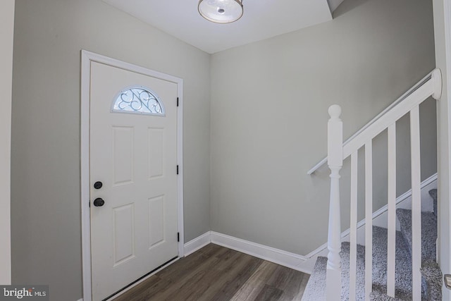 entrance foyer with dark wood-type flooring