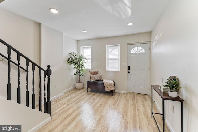 foyer entrance featuring light hardwood / wood-style flooring