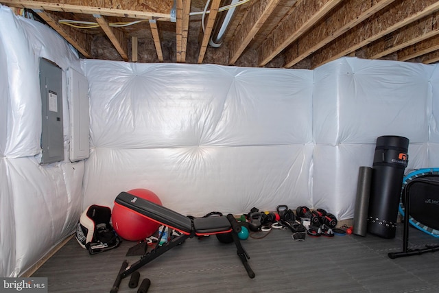 workout area featuring electric panel