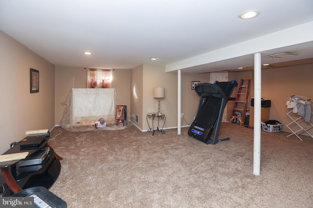 interior space with light colored carpet