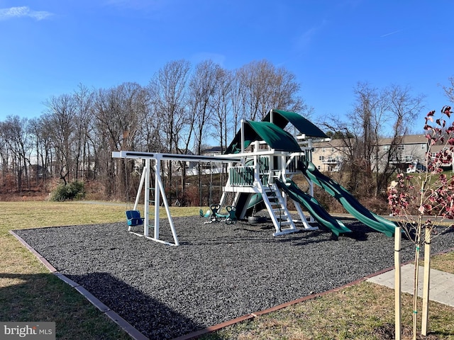 view of playground featuring a yard