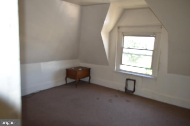 bonus room featuring carpet floors and vaulted ceiling