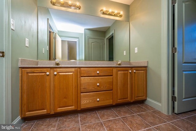 bathroom with tile patterned floors and vanity