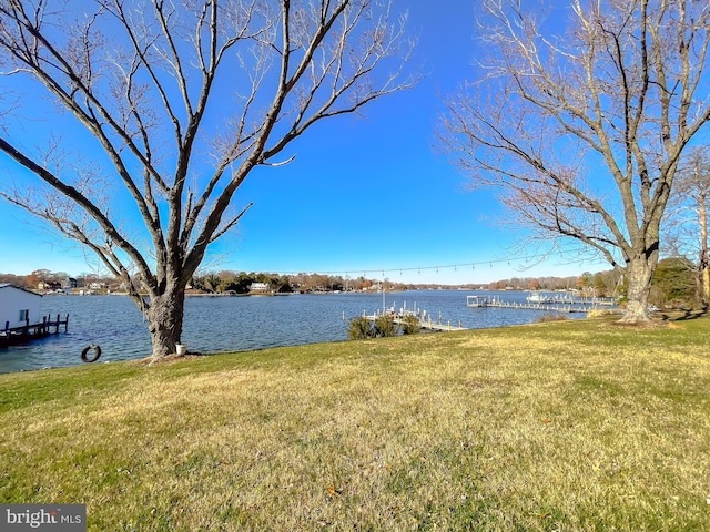 property view of water featuring a dock