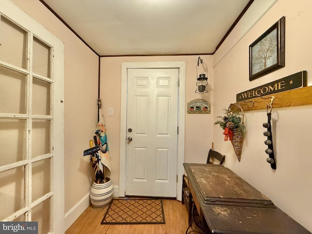 doorway featuring light hardwood / wood-style floors