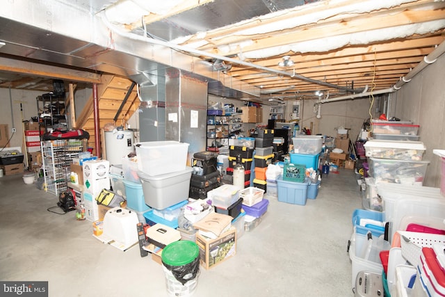 basement with water heater