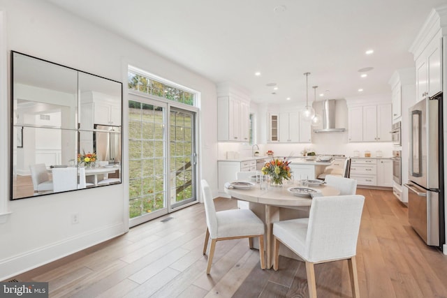 LOT16-CARLISLEAZALEA Bellflower Ln, Newtown Square, PA 19073 - dining space featuring light wood-style flooring, recessed lighting, and baseboards