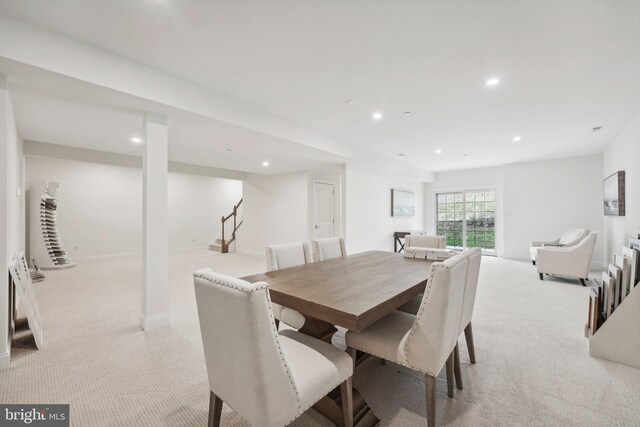 LOT16-CARLISLEAZALEA Bellflower Ln, Newtown Square, PA 19073 - dining space featuring light colored carpet, stairway, and recessed lighting