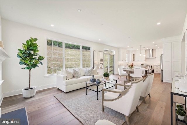 LOT16-CARLISLEAZALEA Bellflower Ln, Newtown Square, PA 19073 - living room with light wood-style flooring, recessed lighting, and baseboards