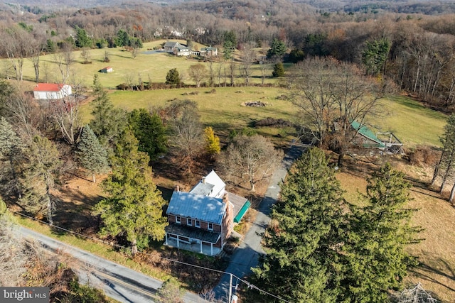 aerial view featuring a rural view