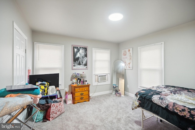 bedroom with carpet flooring and cooling unit