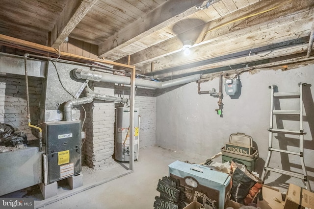 basement featuring gas water heater