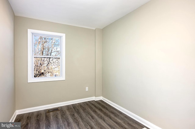 empty room with dark wood-type flooring