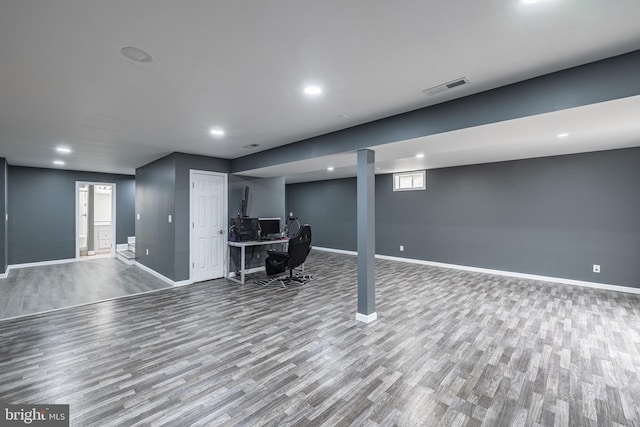 interior space with light hardwood / wood-style flooring