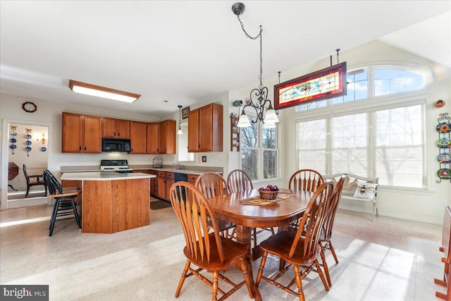 dining space featuring sink