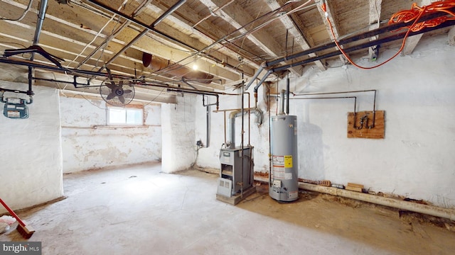 basement with gas water heater