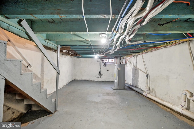 basement with water heater