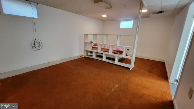 basement with carpet