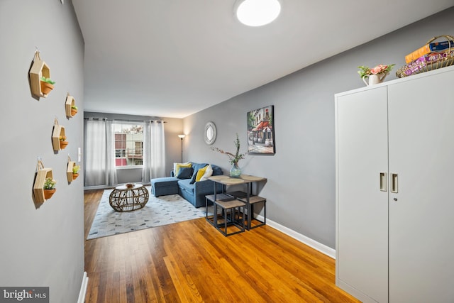 living room with hardwood / wood-style flooring