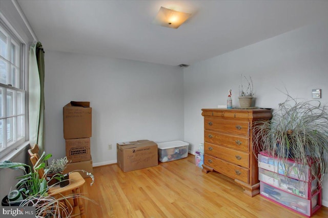 interior space with light hardwood / wood-style flooring