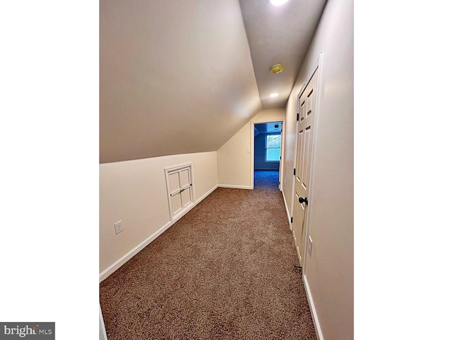 additional living space featuring carpet and lofted ceiling