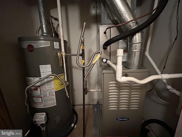 utility room with water heater