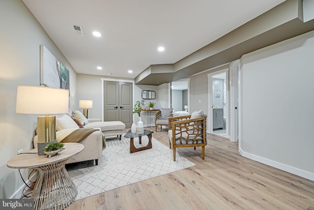 living room with light wood-type flooring