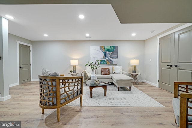 living room featuring light hardwood / wood-style floors