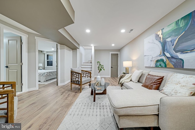 living room featuring light hardwood / wood-style floors