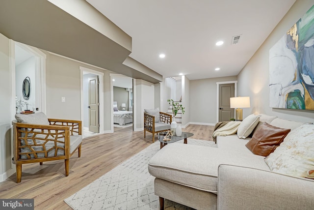 living room featuring light hardwood / wood-style floors