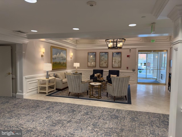 12251 Roundwood Rd Unit 601, Lutherville Timonium, MD 21093 - community lobby with a decorative wall, ornamental molding, and recessed lighting