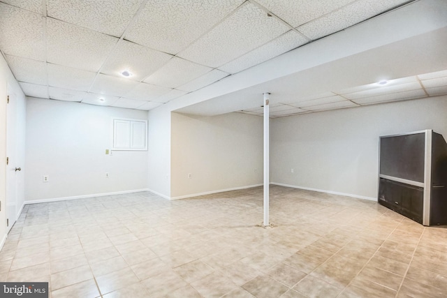 basement with a drop ceiling