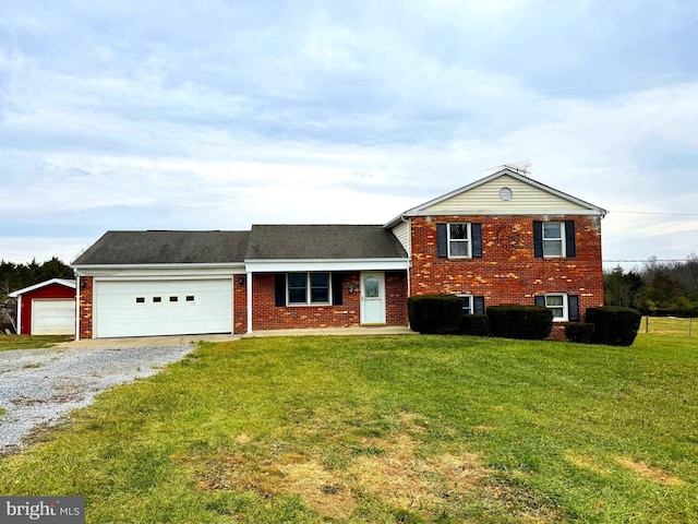 split level home with a front yard