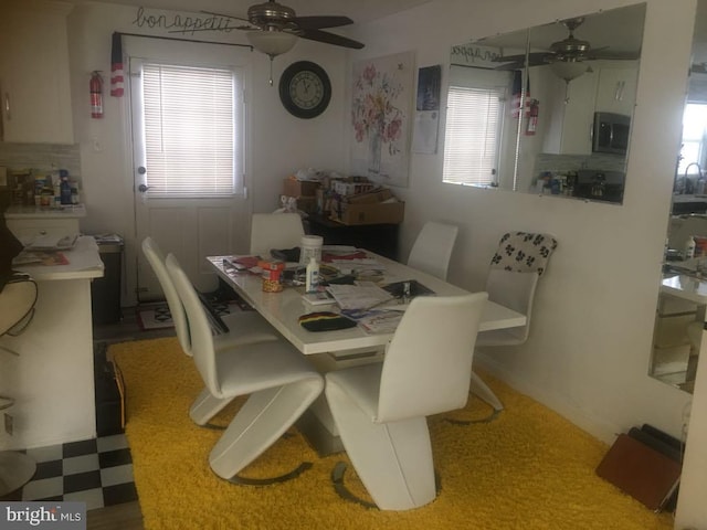 dining area featuring a wealth of natural light and ceiling fan