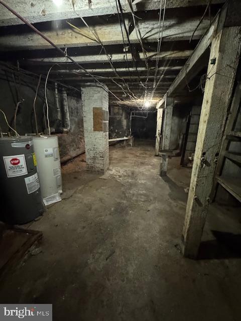 basement with electric water heater