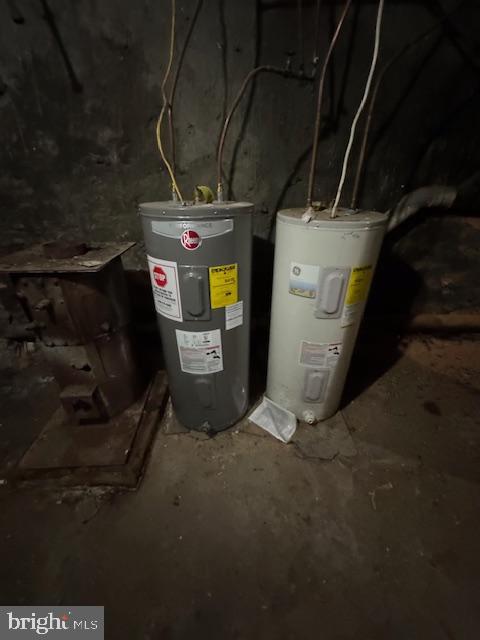 utility room with electric water heater