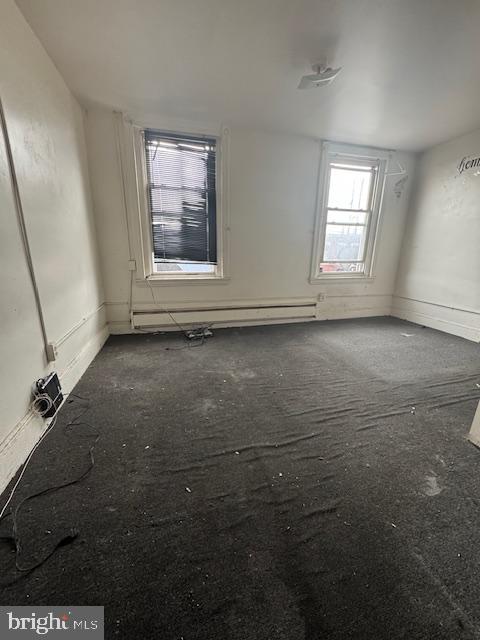 empty room featuring a baseboard radiator