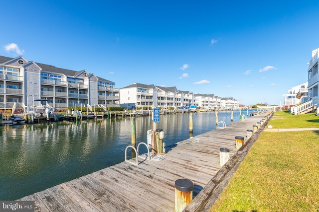 view of dock featuring a water view