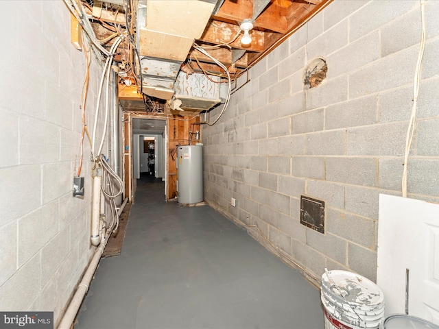 basement with gas water heater