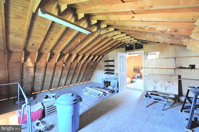 view of unfinished attic