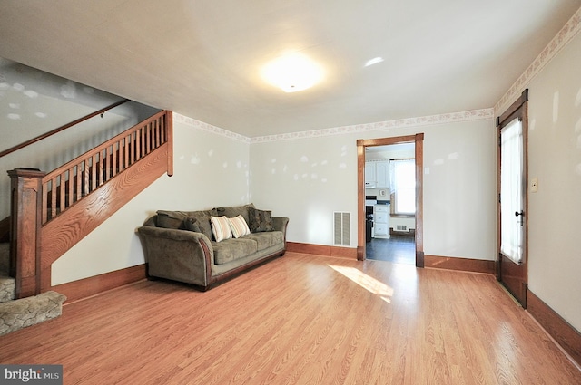 living room featuring wood-type flooring