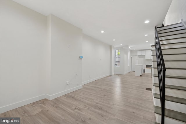 unfurnished living room featuring light hardwood / wood-style flooring