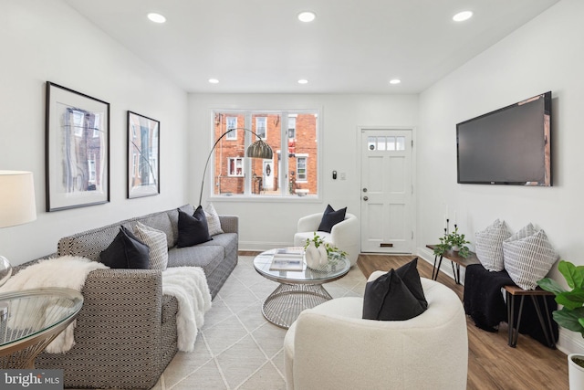 living room featuring light hardwood / wood-style floors