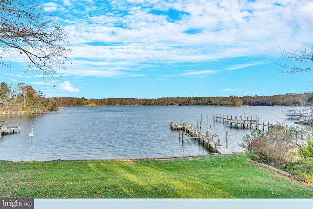 view of dock featuring a water view