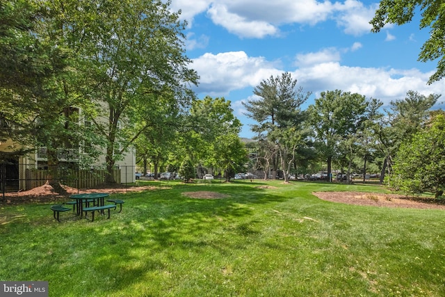 view of property's community featuring a yard