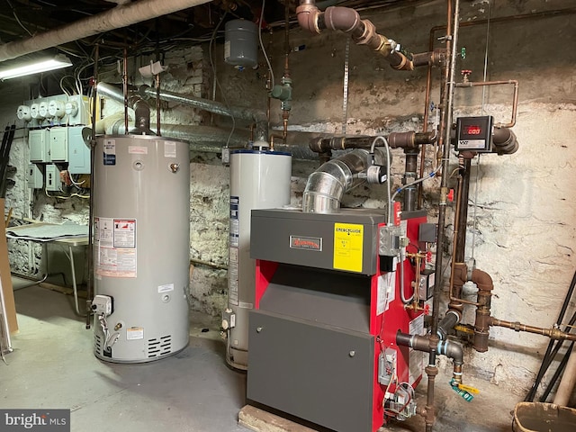 utility room with water heater