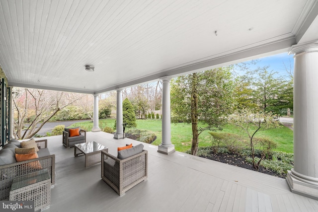 view of patio with an outdoor living space