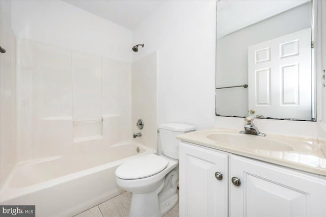 full bathroom featuring tile patterned flooring, shower / bathing tub combination, vanity, and toilet