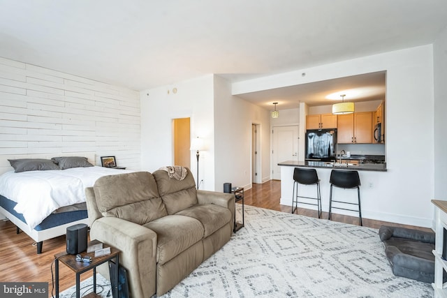 living room with light wood-type flooring