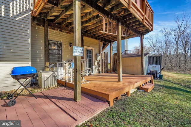 deck featuring a yard